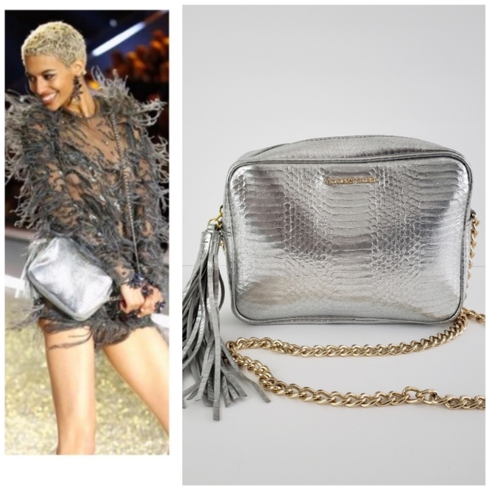 Victoria Secret Silver tassel crossbody purse NWT